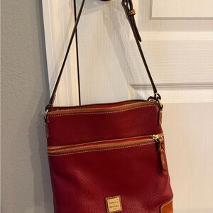 Dooney & Bourke Burgundy and Tan Crossbody Bag